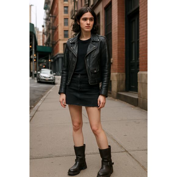 Vintage Buffalo Leather Moto Buckle Boots Women’s Size 38 Brown Y2K Biker Style - Picture 1 of 7